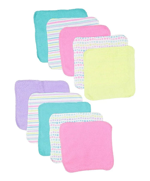10 Pack Washcloth - Aqua Bubbles