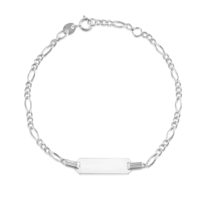 14k Gold Id Bracelet Engravable Girls Boys Kids Baby Figaro