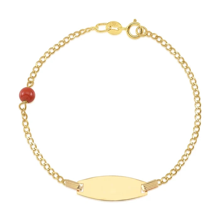 14k Gold Id Bracelet Engravable Girls Boys Kids Baby Figaro
