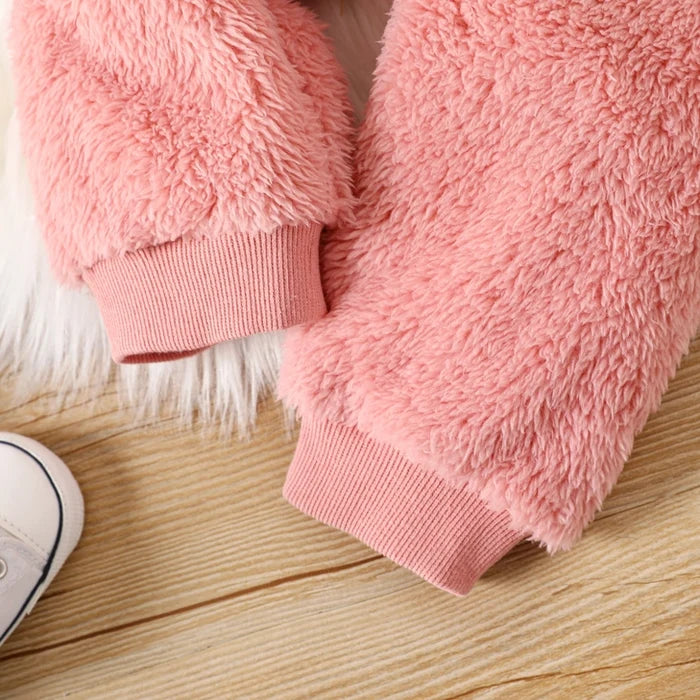 2pcs Baby Boy/Girl Thermal Fuzzy Pullover and Pants Set