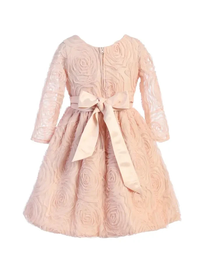 3/4 Sleeve Rosette Mesh with Satin