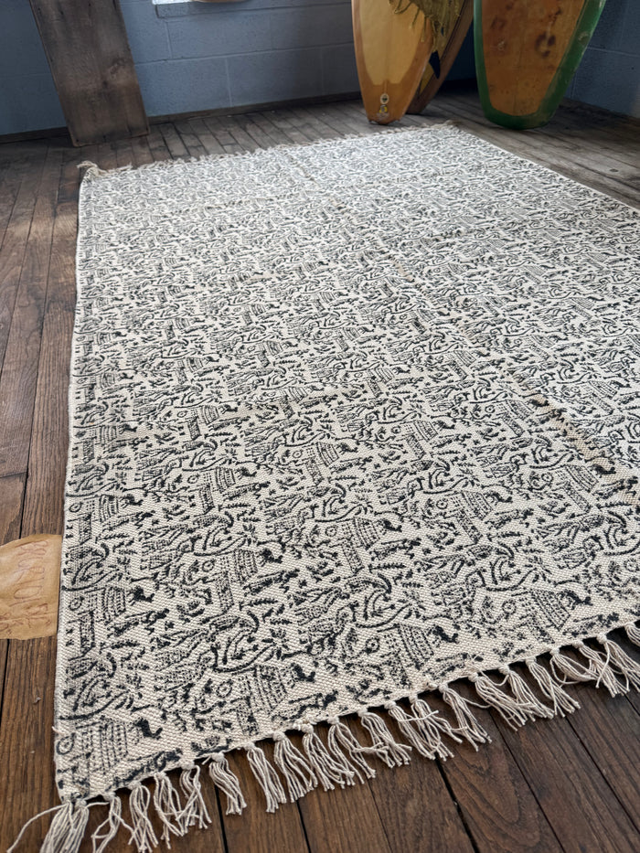 Hand-Block-Printed Cotton Rug 101 | 4' x 6'