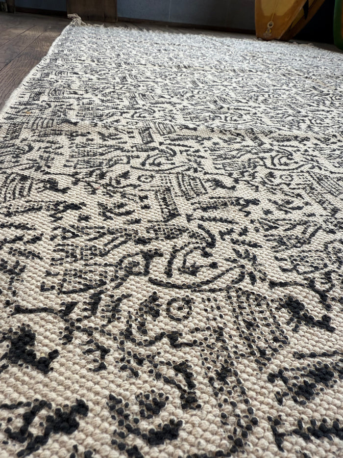 Hand-Block-Printed Cotton Rug 101 | 4' x 6'