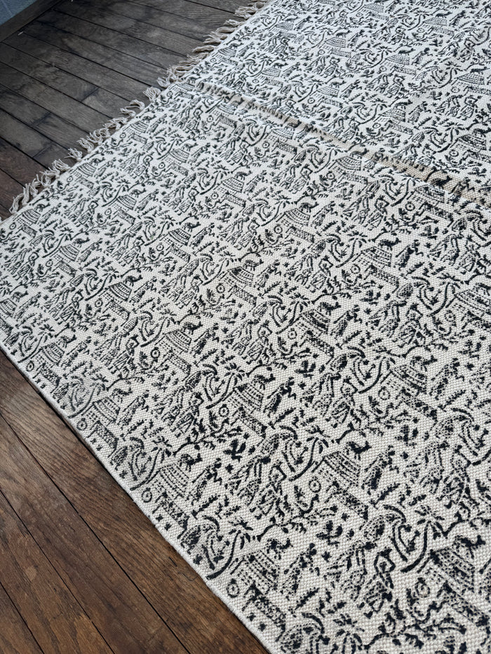 Hand-Block-Printed Cotton Rug 101 | 4' x 6'