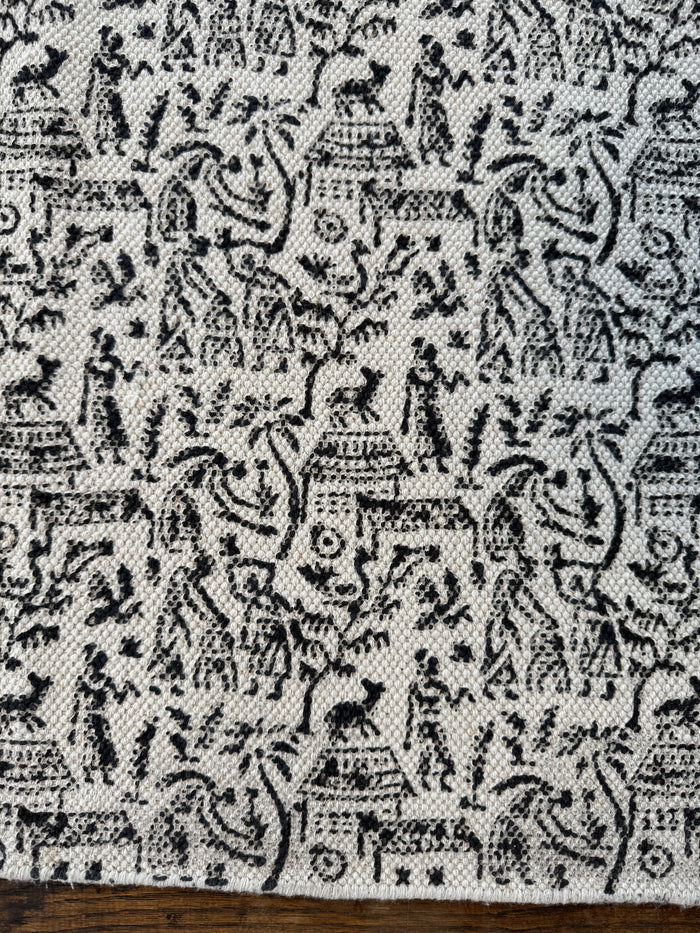 Hand-Block-Printed Cotton Rug 101 | 4' x 6'