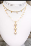 Adjustable Choker Necklace with Three Pearl Drop Charms