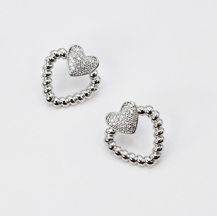 waterproof hypoallergenic silver earrings, tarnish free silver jewelry, dainty silver earrings, silver hoop earrings, handcrafted gemstone silver earrings, boutique wholesale earrings, everyday silver jewelry, high-quality silver earrings,silver heart stud