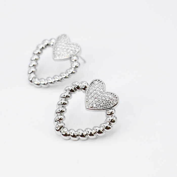 waterproof hypoallergenic silver earrings, tarnish free silver jewelry, dainty silver earrings, silver hoop earrings, handcrafted gemstone silver earrings, boutique wholesale earrings, everyday silver jewelry, high-quality silver earrings,silver heart stud