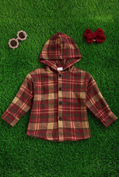 Baby To Big Kid, Plaid Hoodie Shirt.