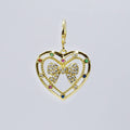 Big Heart Bow Gold Charm CH-389