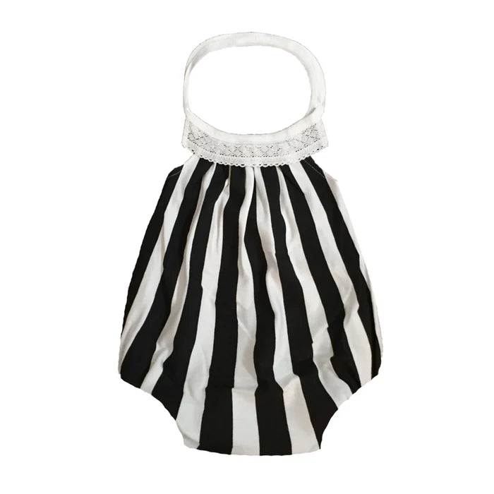 Black & White Stripes Baby Girl Organic Cotton Playsuit