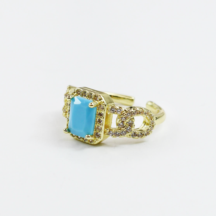 turquoise gemstone gold ring set with faceted stones, waterproof rings, tarnish free jewelry, hypoallergenic rings for sensitive skin, 24k gold dainty rings, handcrafted gemstone rings, boutique wholesale rings, trendy gold jewelry, high quality jewelry gifts