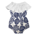 Blue & White Medallion Baby Girl Organic Cotton Romper