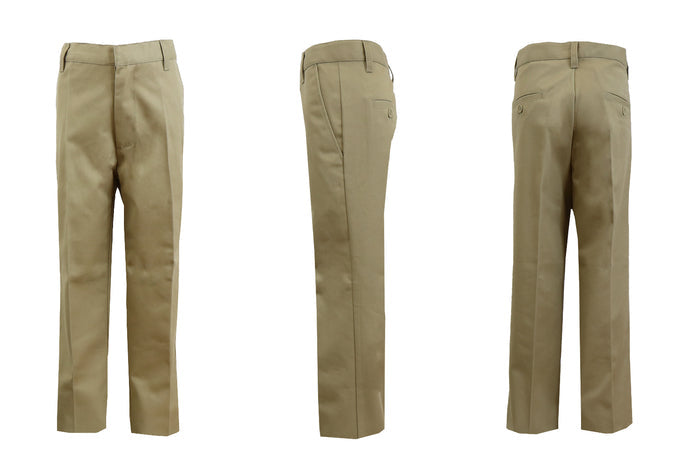 Boys' Double Knee Flat Front School Uniform Pants - Khaki, Navy
