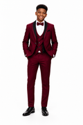 Burgundy Youth Three-Piece Formal Suit