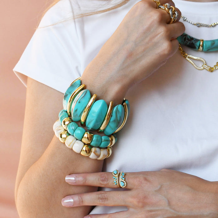 colorful gemstone jewelry, beaded fashion bracelet, gold or silver tone accessory, handcrafted beaded piece, trendy boho chic jewelry, vibrant statement wristwear, artisan handmade design, everyday stackable accessory, fashion jewelry for women, premium jewelry gift idea, boutique style wristwear, elevated modern jewelry