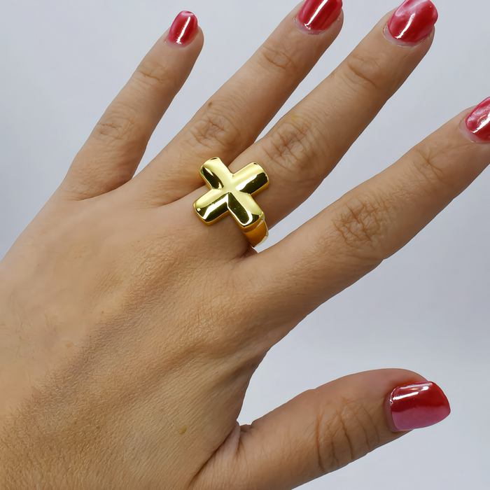 hypoallergenic ring, waterproof ring, tarnish free jewelry, boutique wholesale jewelry, dainty gold ring, gemstone statement ring, sparkly cubic zirconia ring, high quality jewelry gifts, elegant gold plated ring, trendy fashion ring, pastel gemstone ring,chunky cross gold ring