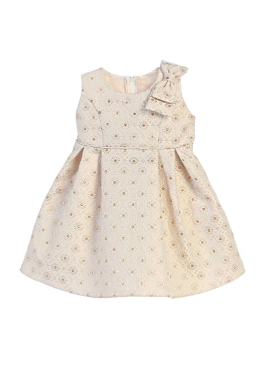 Circle Floral Pleated Jacquard Baby Girl Dress