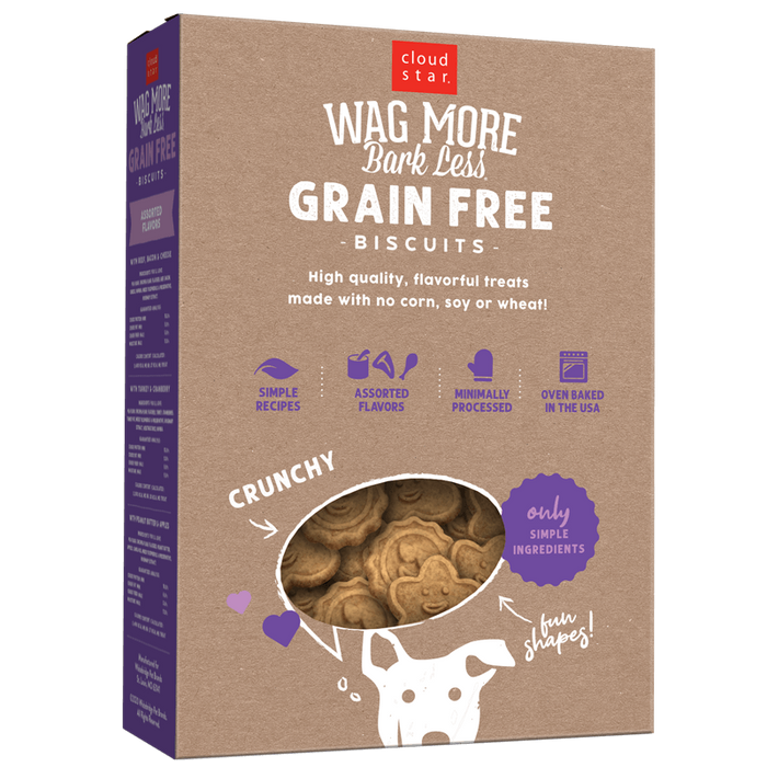 Cloud Star  Wag More Bark Less Crunchy Grain Free Dog Treats, Assorted Flavors