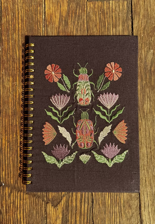 Cotton Linen Embroidered Spiral Notebook