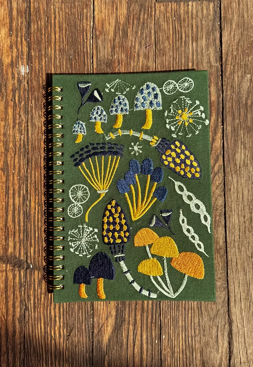 Cotton Linen Embroidered Spiral Notebook