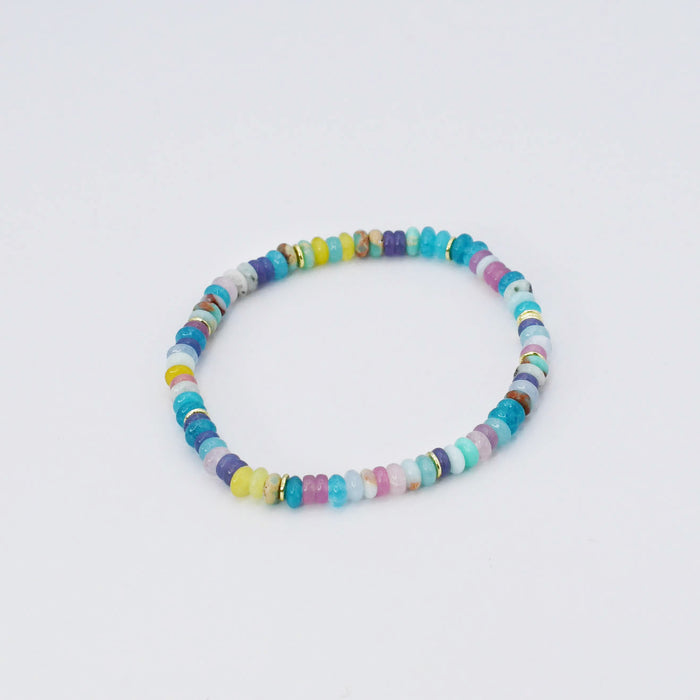 colorful gemstone jewelry, beaded fashion bracelet, gold or silver tone accessory, handcrafted beaded piece, trendy boho chic jewelry, vibrant statement wristwear, artisan handmade design, everyday stackable accessory, fashion jewelry for women, premium jewelry gift idea, boutique style wristwear, elevated modern jewelry