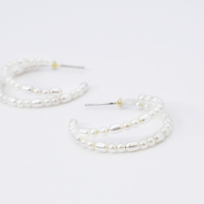 Double Halo Pearls Hoop