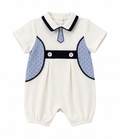 Elegant Baby Romper – White and Blue