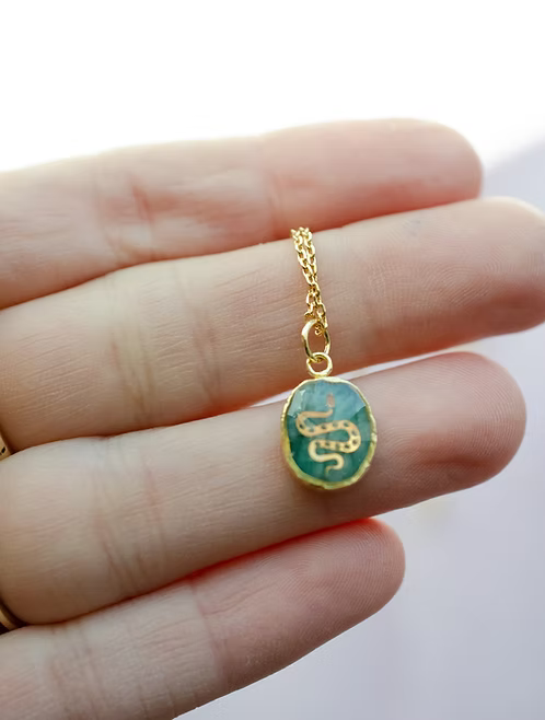Emerald Snake Pendant Necklace
