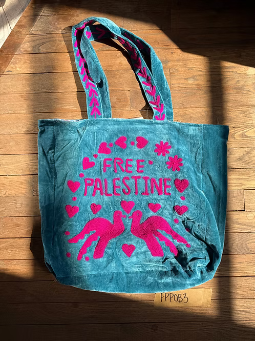 Free Palestine Velvet Tote Bag