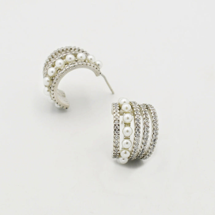 waterproof hypoallergenic silver earrings, tarnish free silver jewelry, dainty silver earrings, silver hoop earrings, handcrafted gemstone silver earrings, boutique wholesale earrings, everyday silver jewelry, high-quality silver earrings,pearl and crystal stud