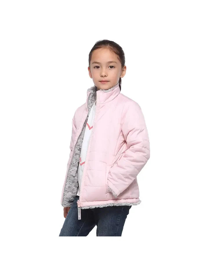 Girls' Reversible Sherpa Fleece Puffer Jacket