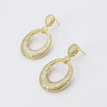 Gold oval pave earrings tarnish-free hypoallergenic waterproof wholesale earrings for boutique, Crystal oval gold drops, Sparkling pave oval dangles, Radiant gold oval accents, Micro-pave luminous ovals, Shimmer oval gold charms, Gleaming crystal gold loops, Polished oval gold shine, Elegant gold crystal arcs, Refined oval gold shimmer, Luxe crystal gold swing, Brilliant oval gold pieces