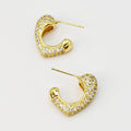 gold pave hoop earrings, sparkly curved mini hoops, boutique jewelry accessory, elegant design for women, hypoallergenic earrings, tarnish free, waterproof, wholesale earrings for boutique