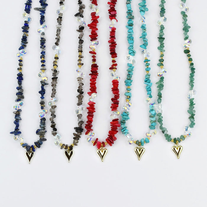 Colorful charms gold necklace featuring gemstone details, layered jewelry design, trendy accessory for women’s jewelry collections, boutique wholesale fashion necklace that is hypoallergenic, tarnish free, and waterproof jewelry with a cute aesthetic statement style,tiger eye tones