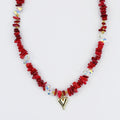 Colorful charms gold necklace featuring gemstone details, layered jewelry design, trendy accessory for women’s jewelry collections, boutique wholesale fashion necklace that is hypoallergenic, tarnish free, and waterproof jewelry with a cute aesthetic statement style,tiger eye tones