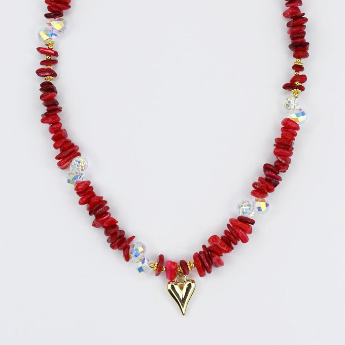 Colorful charms gold necklace featuring gemstone details, layered jewelry design, trendy accessory for women’s jewelry collections, boutique wholesale fashion necklace that is hypoallergenic, tarnish free, and waterproof jewelry with a cute aesthetic statement style,tiger eye tones