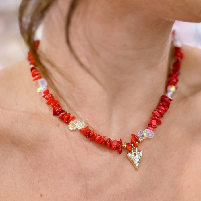 Colorful charms gold necklace featuring gemstone details, layered jewelry design, trendy accessory for women’s jewelry collections, boutique wholesale fashion necklace that is hypoallergenic, tarnish free, and waterproof jewelry with a cute aesthetic statement style,tiger eye tones