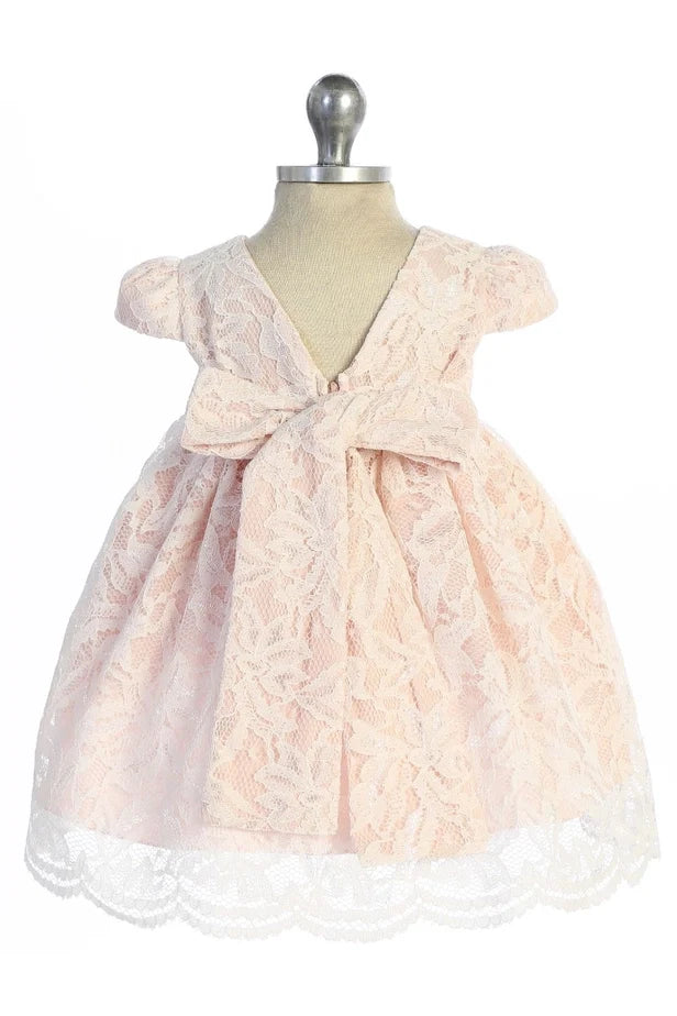 Lace V Back Bow Baby Dress