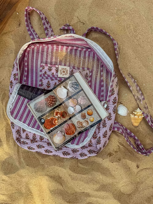 Lavendar Block Printed Backpack