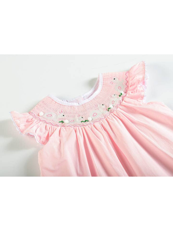 Light Pink Easter Bunny   Smocked Baby  Playsuit