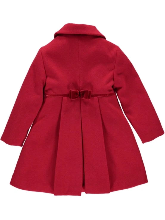 Long Red Coat with Embroidered Bows