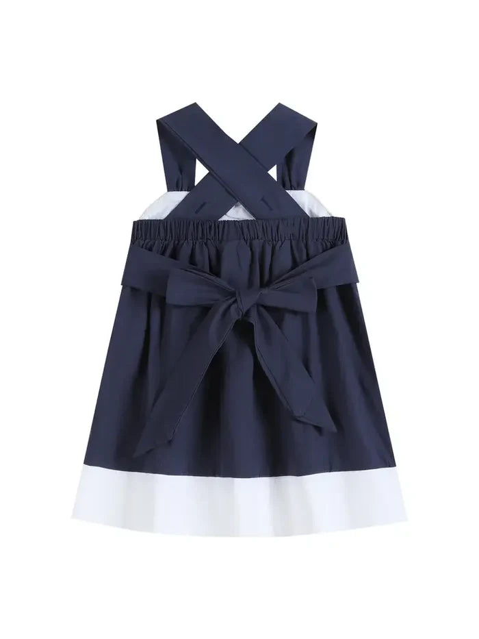 Navy and Gold Christmas Scene Baby A-Line Dress