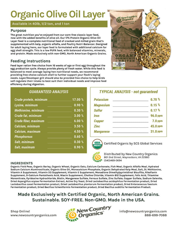 New Country Organics Organic Olive Oil Layer Feed