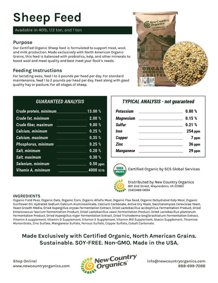 New Country Organics Sheep Feed