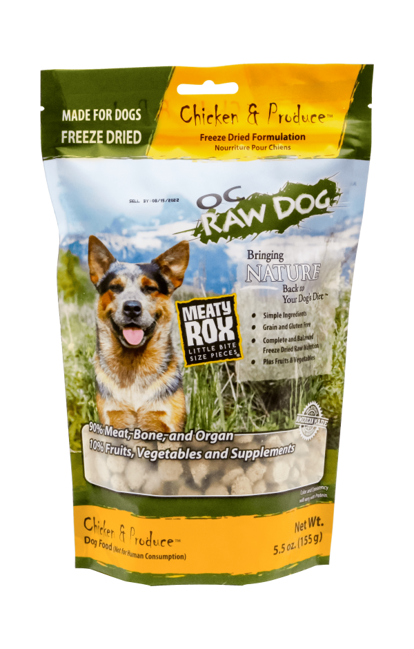 OC Raw Dog Freeze Dried Chicken & Produce Meaty Rox