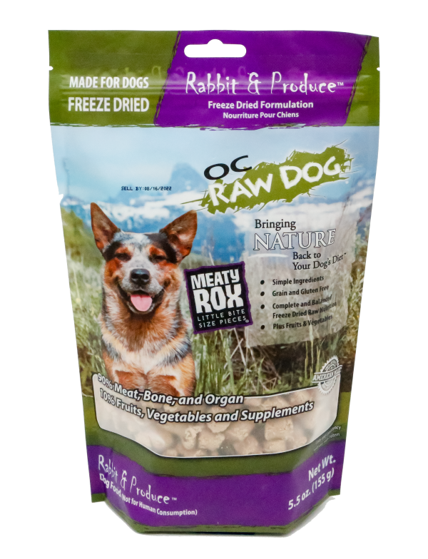 OC Raw Dog Freeze Dried Rabbit & Produce Meaty Rox