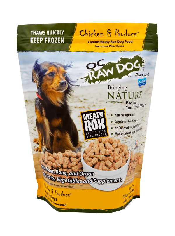 OC Raw Dog Frozen Chicken & Produce Meaty Rox