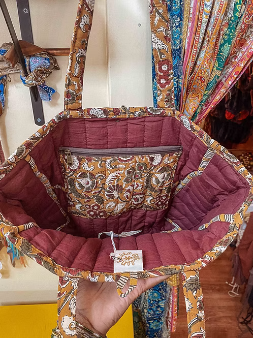 Ochre Garden Block Printed Tote