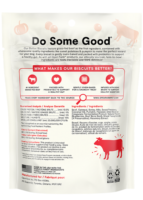 Open Farm Better Biscuits Grass-Fed Beef & Oatmeal Recipe Dog Treats